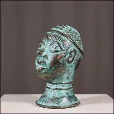 69028) Kleiner Bronze Kopf Nigeria Afrika AFRIKANISCHE KUNST