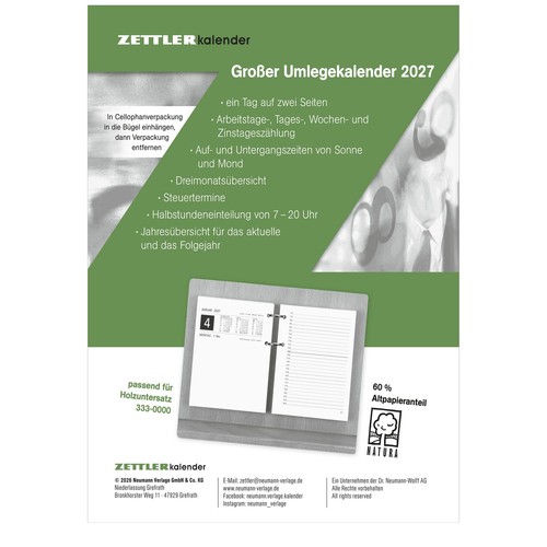 Umlegkalender 5x14 2 - 1t/2s, 10,5x14,2
