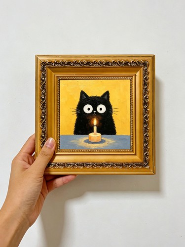 Handgemalte schwarze katze - handgemalte,