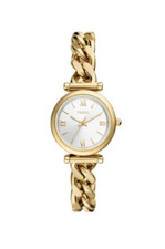FOSSIL Carlie Damen Uhr Goldfarben Edelstahlarmband Weißes Zifferblatt – Neu
