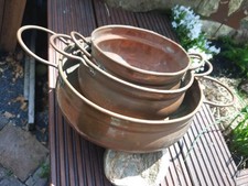 Alte Schüsseln  Kupfer  3er Set Gartendeko Gartenküche 415R