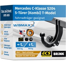 AHK für Mercedes C-Klasse S204 07-14 starr BRINK +13pol E-Satz ABE