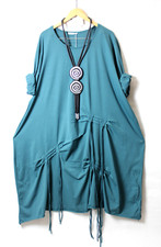 Moonshine  Kleid 46 48 50  Lagenlook Gr. 1 Petrol Fransen