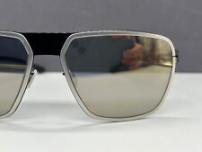 Ic Berlin Sonnenbrille Herren verspiegelt Silber schwarz gun eckig groß NP:499