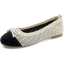 Damen Ballerinas Slip On Knit Schuhe Flach Runde Zehe bequem mode Schuhe