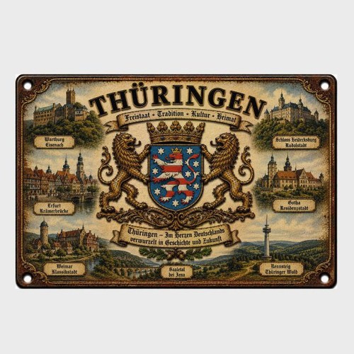 Blechschild thüringen wappen - blechschild,