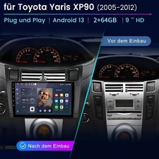 Für Toyota Yaris XP90 2005-2012 Carplay Android 13 Autoradio BT GPS Navi 2+64GB
