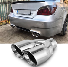 60MM Auspuffblende Endrohr Edelstahl Doppelrohr Für E60 E61 520 523 525 530 535