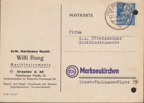 Dresden postkarte 1949 willi - dresden,,