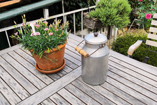 Milchkanne Henkelkanne alt Alu 2.5 L dicht Shabby  Vintagedeko H 32 cm Brocante