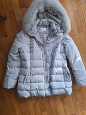Wattierte Jacke Mantel Madeleine Kapuze silbergrau 36 sehr gut