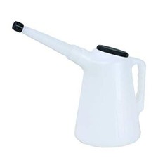 Oelkanne 5,0 Ltr. Kunststoff weiß m. flexibelen Auslauf 19cm Füllkanne Messkanne