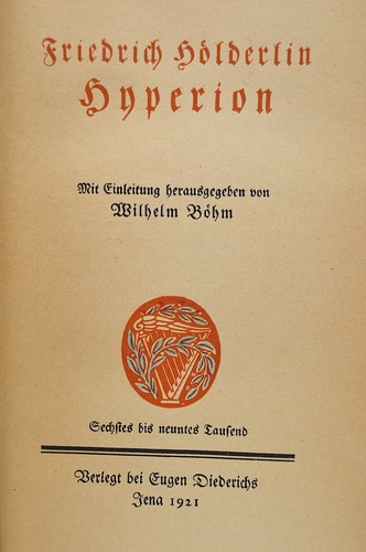 Friedrich holderlin hyperion - holderlin,
