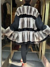 Chinchilla mit Nerz Jacke Samtnerz Pelz Pelzjacke Real Fur Jacket Vest  42-44