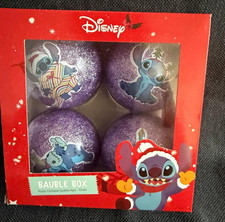 Disney 4er Set Weihnachtskugeln Stitch Lila # Neu # 