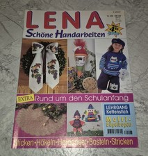 Lena Schöne Handarbeiten 8/96 Heft + Vorlagen Schulanfang Sticken Häkeln Basteln