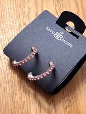 halbe Creolen gold mit rosanen Strasssteinen Bijou Brigitte - Modeschmuck