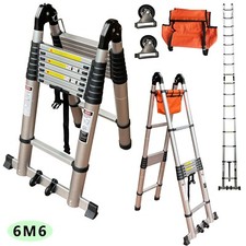 Teleskop-Klappleiter auf