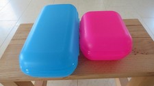 Tupperware 2x Twin Box Brotdose Lunchbox Snackbox Brotbox blau und pink