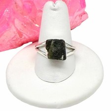 Moldavit Ring Größe 9 massiv