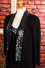 Vintage 80er Abendmode Bolero Überwurf schwarz Pailletten Viskose weit Unisize