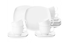 Seltmann Weiden Sketch Lido eckig Kaffeeservice 18-teilig weiß Kuchen & Kaffee