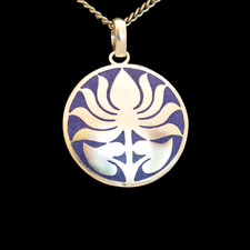 Amulett Blau Anhänger Buddhistisches Silber Messing Lotus Buddha Geschenk Blume