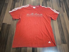Adidas Vintage T-Shirt Retro 90er Gr. L Rot Vertikales Spellout Logo Shirt 