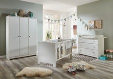 Babyzimmer Set 3-tlg. Soft-Close Kleiderschrank Wickelkommode Bett 70 x 140 cm