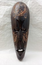 Große Afrikanische Maske Wand Dekoration  Hand Geschnitzt 50 cm