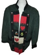 Damen Trachten Umhang Gr. 46 Tirol Janker Walk Jacke  100% Leder Grun