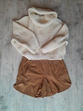 SET Damen Wildledershorts + Pullover  - Gr. 38 - Farbe Cognac/Natur