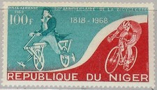 NIGER 1968 187 C88 150th Ann Invention of the Bicycle Dandy Horse Fahrrad MNH