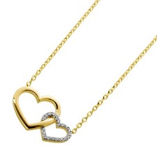 Herz Kette Gold 585 Weißgold 14K Natur Diamanten 0.09ct