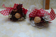 2x alter Gewürzstrauß Kariertes Schleifenband Zimt Haselnuss Rosen .... ca 10cm