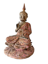 großer Buddha sitzend Kunsthandwerk handgeschnitzt Holz, ca. 47cm hoch, Thailand