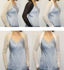 BRAUTSTOLA BOLERO DURCHSICHTIG AUS DEHNBAREM CHIFFON --- GERAFFTE ÄRMELN 