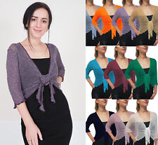 Damen Übergröße Strickjacke Häkel Bolero Achselzucken Krawatte an der Taille Fischnetz Größe 16-28