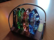 DDR Aschenbecher - Stapelaschenbecher ( im Gestell  echt Teakholz ) 4stck - 