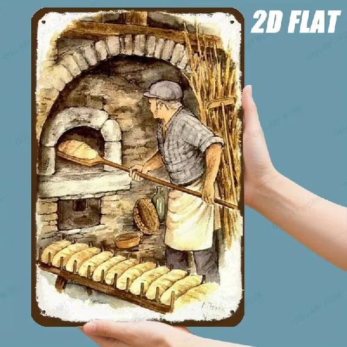 Blechschild bäcker mit brot - bäcker,