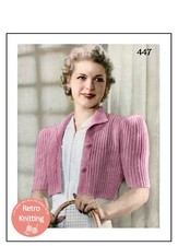 30er Jahre gerippter Bolero Vintage Strickmuster Kopie