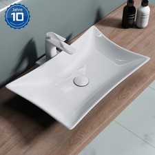 Waschbecken keramik Aufsatzwaschbecken Weiß Waschtisch mit Nano-Schutz Br891 NEU