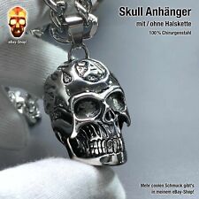 Skull Anhänger Edelstahl Totenkopf Halskette Biker Panzerkette Harley Ring Punk