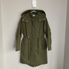 Damen Parka XS Jacke grün lang Kapuze Primark Wintermantel UK 6-8