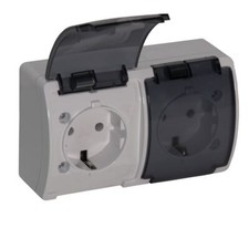 Steckdosen Schalter Aufputz Schuko IP44 weiß/braun/schwarz/grau Feuchtraum