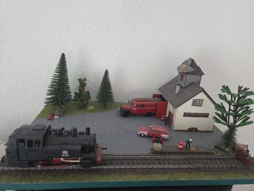 Dorffeuerwehr diorama h0 - diorama, 1:87