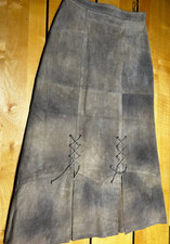 Trachtenrock**echt Leder**braun-taupe-olive-schlamm**Schlitze+Kreuzstich**Gr. 38