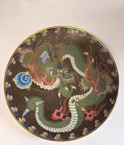 Cloisonné teller drache - cloisonné, japan