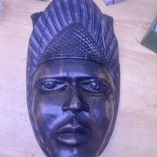 Afrikanische Holzmaske – Frauengesicht, schwere Holzschnitzerei