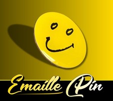 Emaille-Ansteckpin "Smile / Happy" ✴ Smiley-Metall-Anstecker ✴ 2cm ✴schwarz-gelb